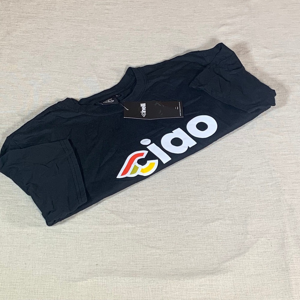 Cinelli Ciao T-Shirt Mens Large Black Cycling Graphic Tee CICITSBKL New